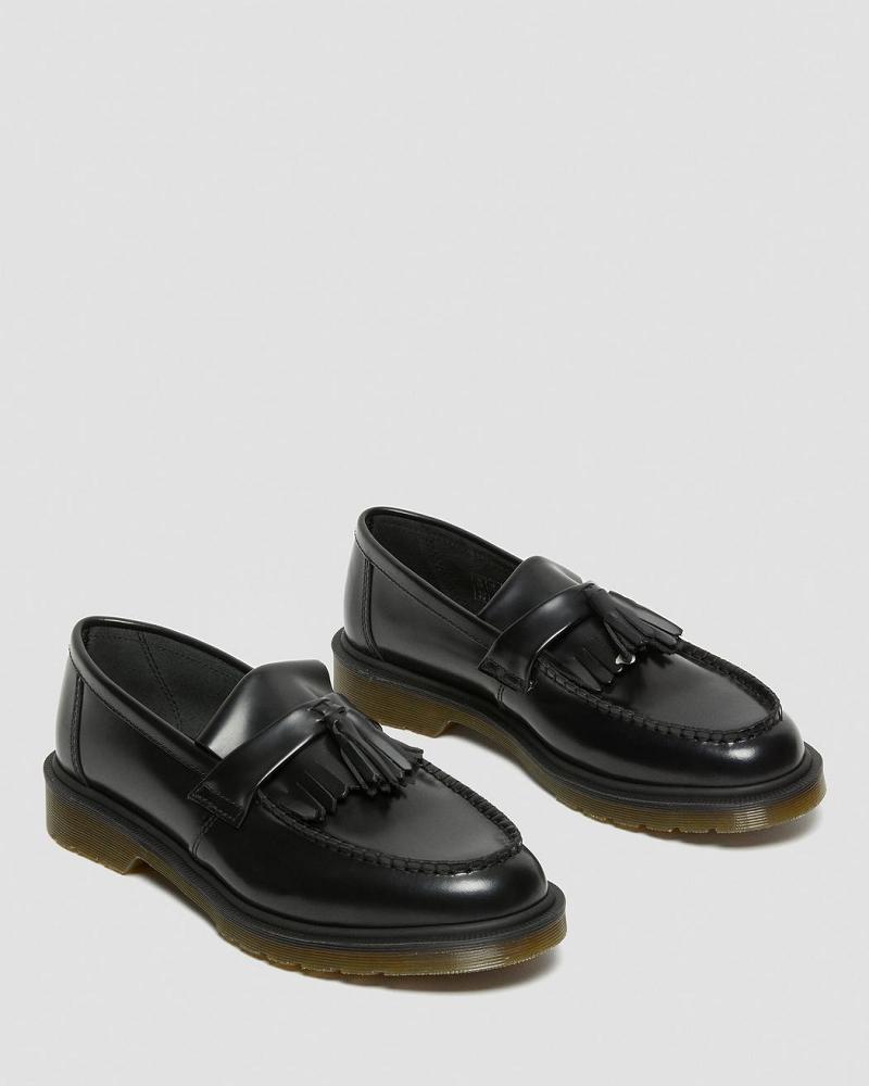 Men's Dr Martens Adrian Smooth Leather Tassle Loafers Oxfords Shoes Black | AU 615CTV